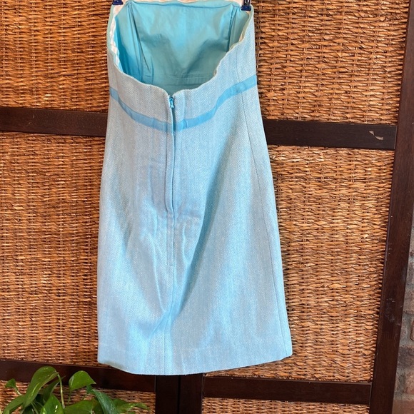 Lilly Pulitzer Sz 4 Light blue and cream strapless wool dress - Picture 6 of 7